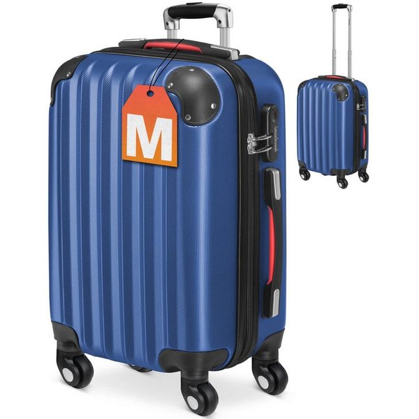 monzana Hartschalen-Trolley, 4 Rollen, Handgepäck Zahlenschloss Reisekoffer Hartschalenkoffer Trolley M Blau