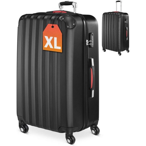 monzana Hartschalen-Trolley Baseline, 4 Rollen Rollen, Rollkoffer Zahlenschloss Reisekoffer Hartschalenkoffer Trolley Schwarz