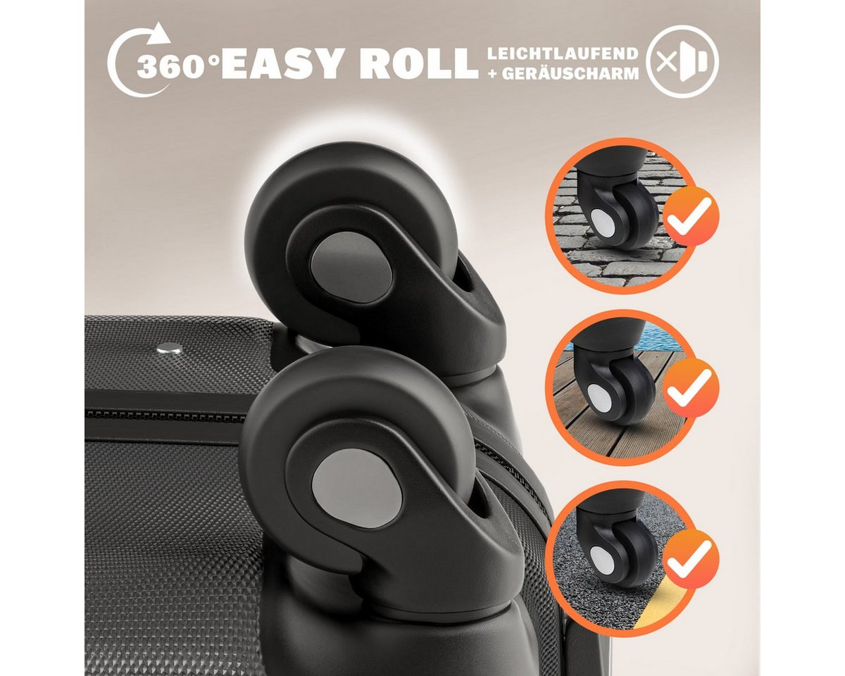 monzana Hartschalen-Trolley Baseline, 4 Rollen Rollen, Rollkoffer Zahlenschloss Reisekoffer Hartschalenkoffer Trolley Schwarz – Bild 5 von 5