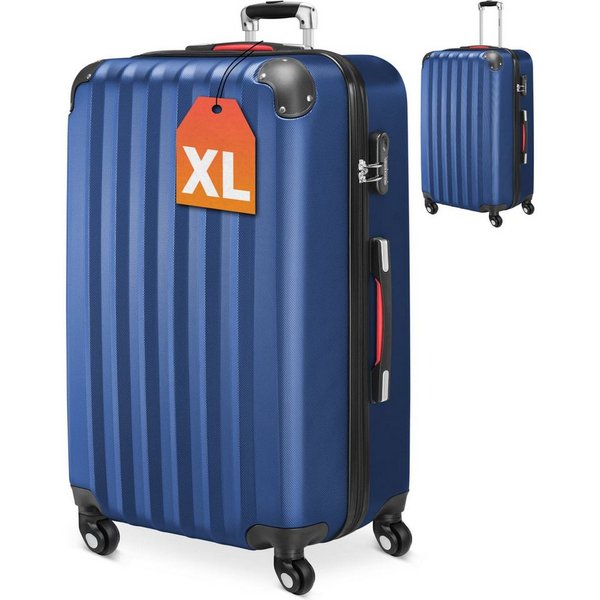 monzana Hartschalen-Trolley, 4 Rollen, Rollkoffer Zahlenschloss Reisekoffer Hartschalenkoffer Trolley XL Blau