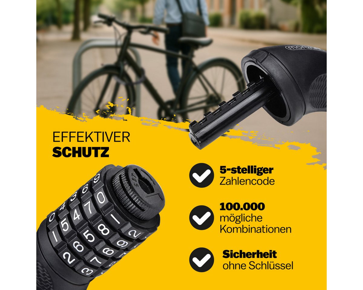 monzana Kettenschloss, Fahrradschloss Hohe Sicherheit 90cm Zahlencode 5-stellig Zahlenschloss – Bild 2 von 5