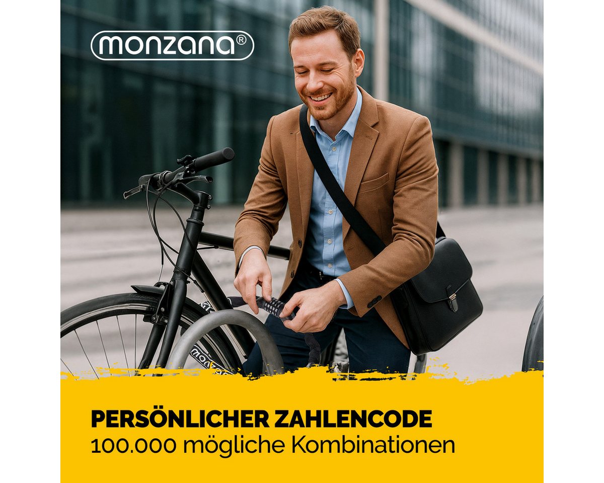 monzana Kettenschloss, Fahrradschloss Hohe Sicherheit 90cm Zahlencode 5-stellig Zahlenschloss – Bild 3 von 5