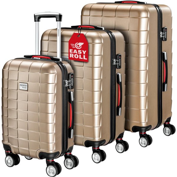monzana Kofferset, 4 Rollen, 3tlg TSA Schloss Hartschalen Koffer M-L-XL Rollkoffer Reisekoffer