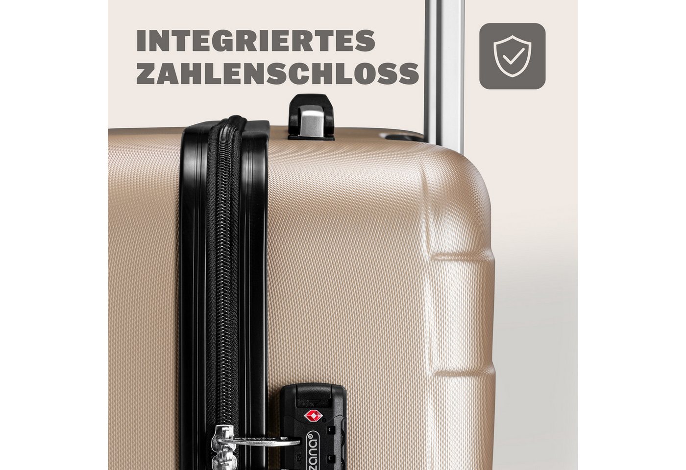 monzana Kofferset, 4 Rollen, 3tlg TSA Schloss Hartschalen Koffer M-L-XL Rollkoffer Reisekoffer – Bild 4 von 5