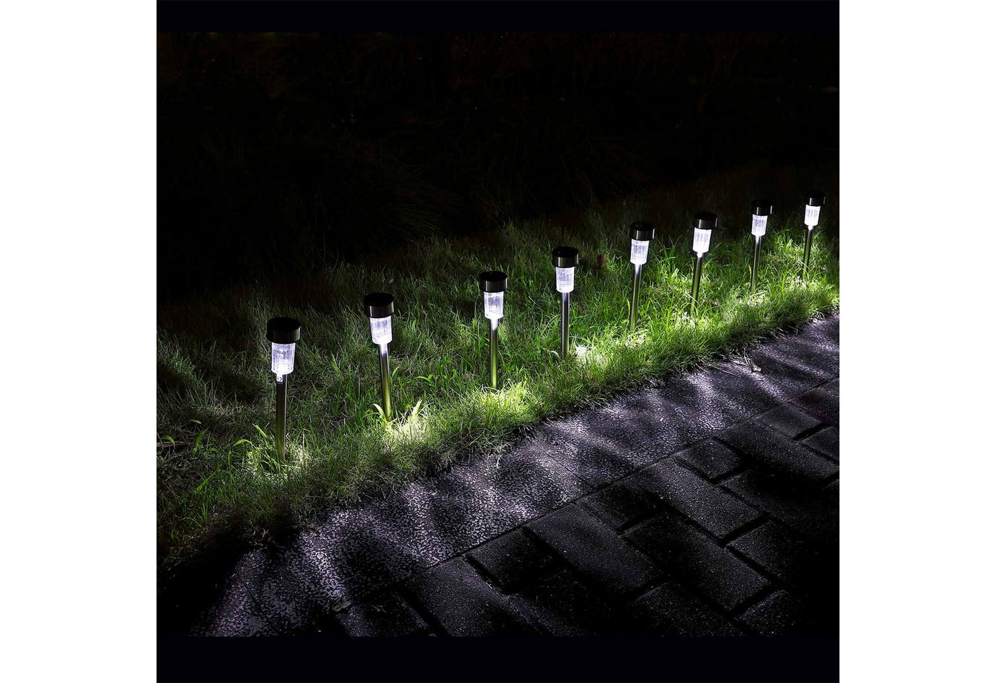 monzana LED Solarleuchte, Solarlampe, 16er Set Solarlampen für Außen Wetterfest mit Erdspiess Balkon Garten – Bild 2 von 5