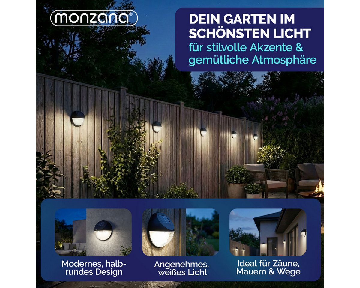 monzana LED Solarleuchte, Solarlampe, 6er Set Solarlampe Außen IP65 Hängend Garten Balkon Außenleuchte Zaun – Bild 3 von 5