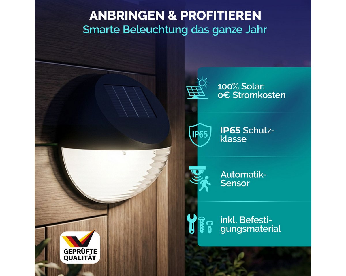 monzana LED Solarleuchte, Solarlampe, 6er Set Solarlampe Außen IP65 Hängend Garten Balkon Außenleuchte Zaun – Bild 4 von 5