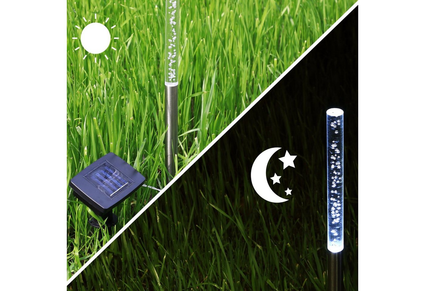 monzana LED Solarleuchte, Solarleuchte, 5er Set Solarlampen für Draußen Wetterfest mit Erdspieß Balkon Outdoor – Bild 5 von 5