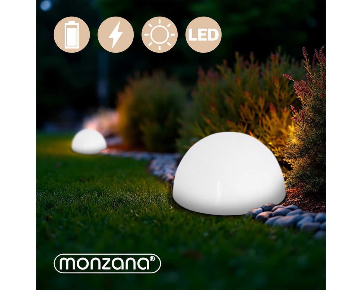 monzana LED Solarleuchte Halbkugel, Solarleuchte, 3er Set Solarlampe Außen Wetterfest Kugel Hängend Garten Balkon Wand – Bild 2 von 5