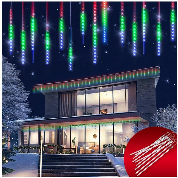 monzana Lichterkette, Meteorschauer 480 LED Außen Wasserdicht 10 Röhre je 50 cm