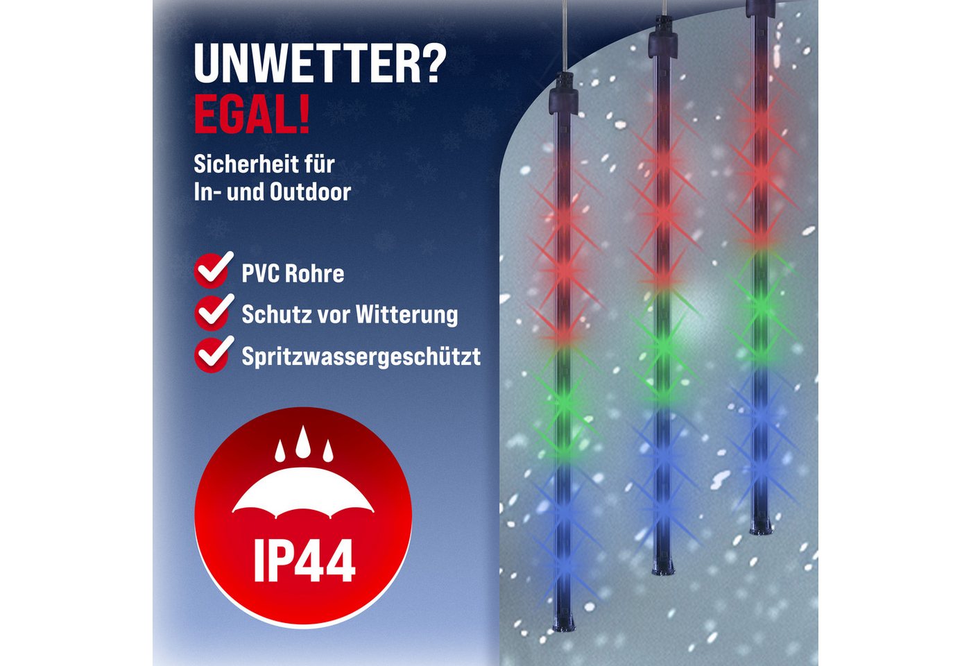 monzana Lichterkette, Meteorschauer 480 LED Außen Wasserdicht 10 Röhre je 50 cm – Bild 4 von 5