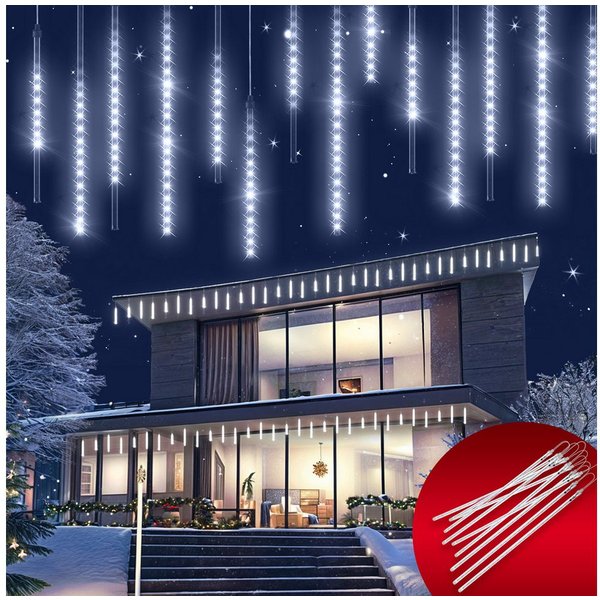 monzana Lichterkette, Meteorschauer 480 LED Außen Wasserdicht 10 Röhre je 50 cm