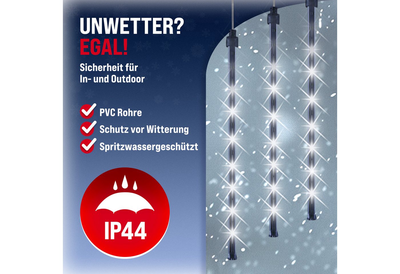 monzana Lichterkette, Meteorschauer 480 LED Außen Wasserdicht 10 Röhre je 50 cm – Bild 4 von 5