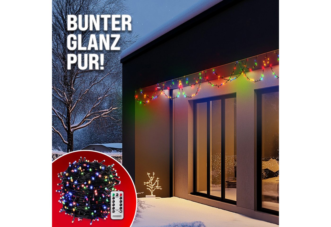 monzana Lichterkette, 200/400/600 LEDs warmweiß/kaltweiß/bunt Weihnachtsbaum – Bild 4 von 5
