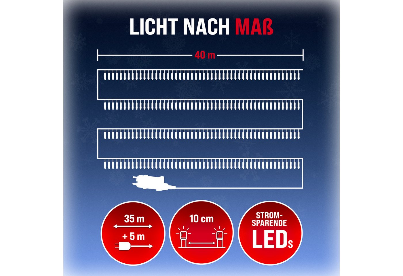 monzana Lichterkette, 200 / 400 / 600 LEDs warmweiß / kaltweiß / bunt IP44 – Bild 2 von 5