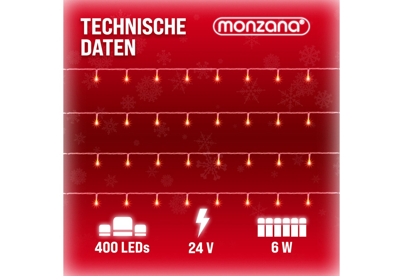 monzana Lichterkette, 200 / 400 / 600 LEDs warmweiß / kaltweiß / bunt IP44 – Bild 3 von 5