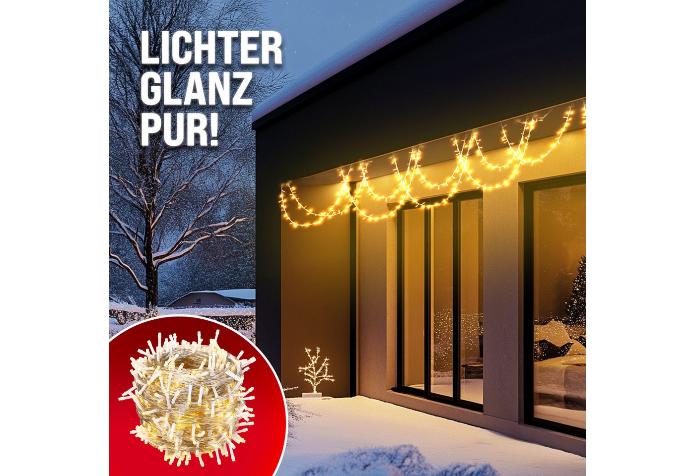 monzana Lichterkette, 200 / 400 / 600 LEDs warmweiß / kaltweiß / bunt IP44 – Bild 4 von 5