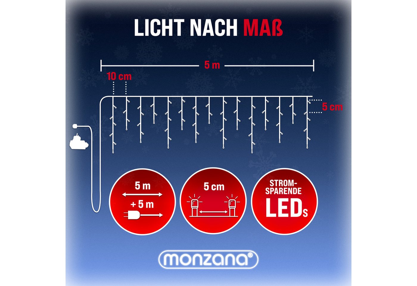 monzana Lichterkette, Lichterkette 200 LED Stromsparend IP44 Regenlichterkette – Bild 2 von 5