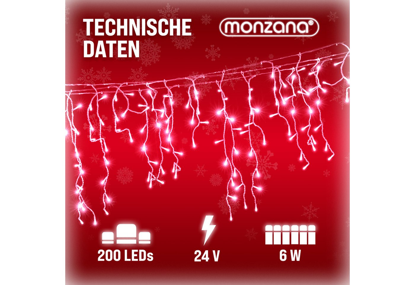 monzana Lichterkette, Lichterkette 200 LED Stromsparend IP44 Regenlichterkette – Bild 3 von 5