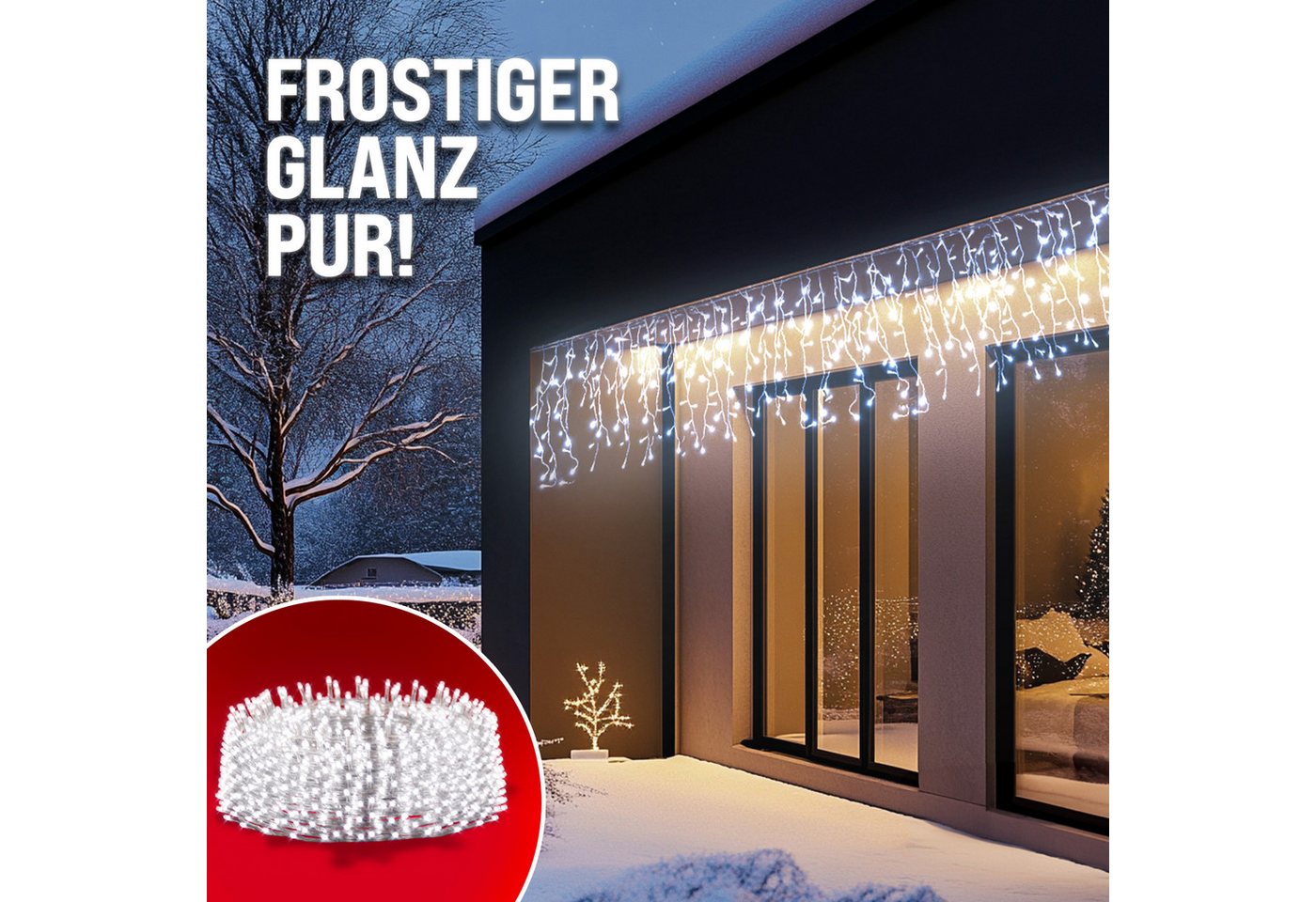 monzana Lichterkette, Lichterkette 200 LED Stromsparend IP44 Regenlichterkette – Bild 4 von 5
