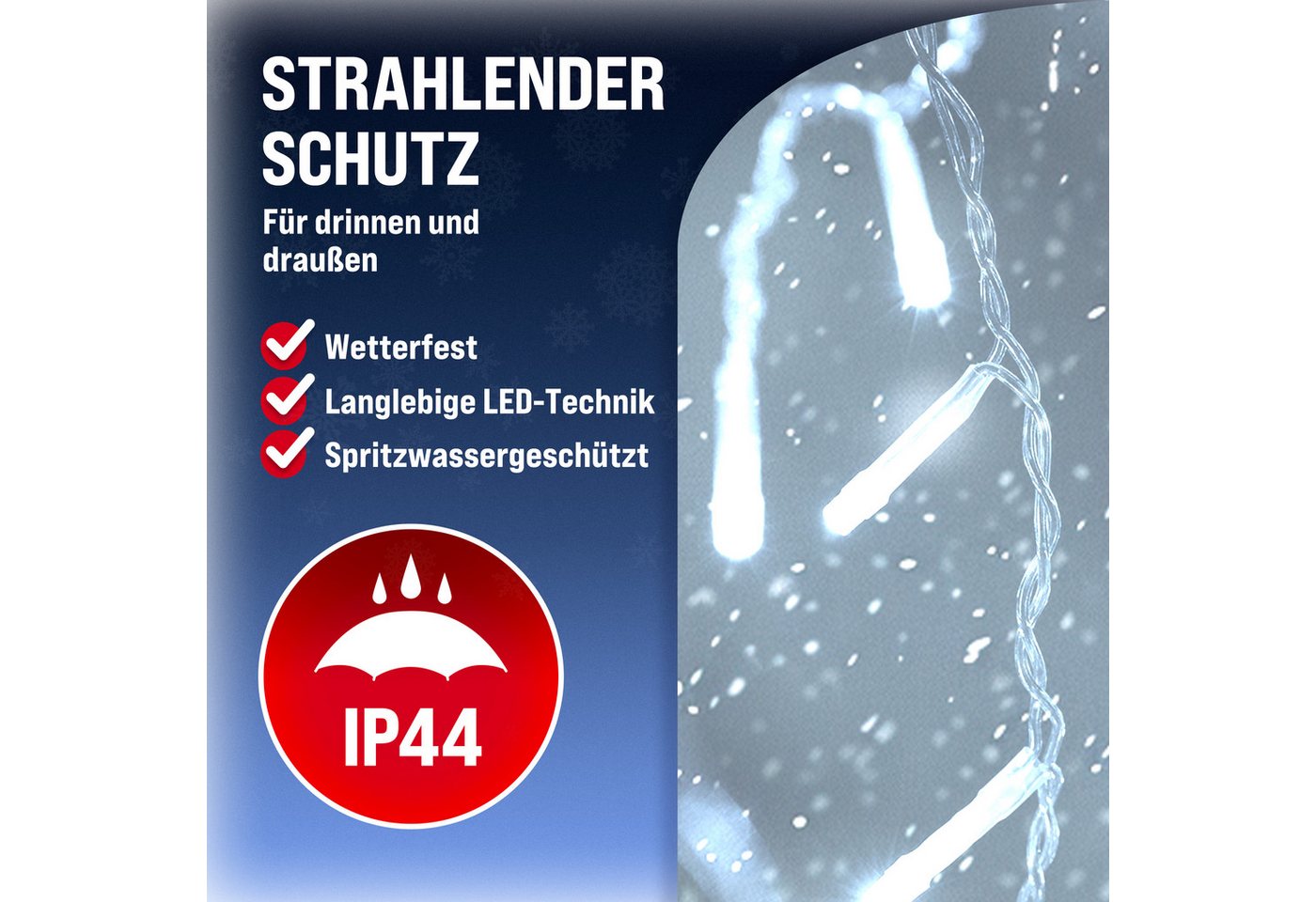 monzana Lichterkette, Lichterkette 200 LED Stromsparend IP44 Regenlichterkette – Bild 5 von 5