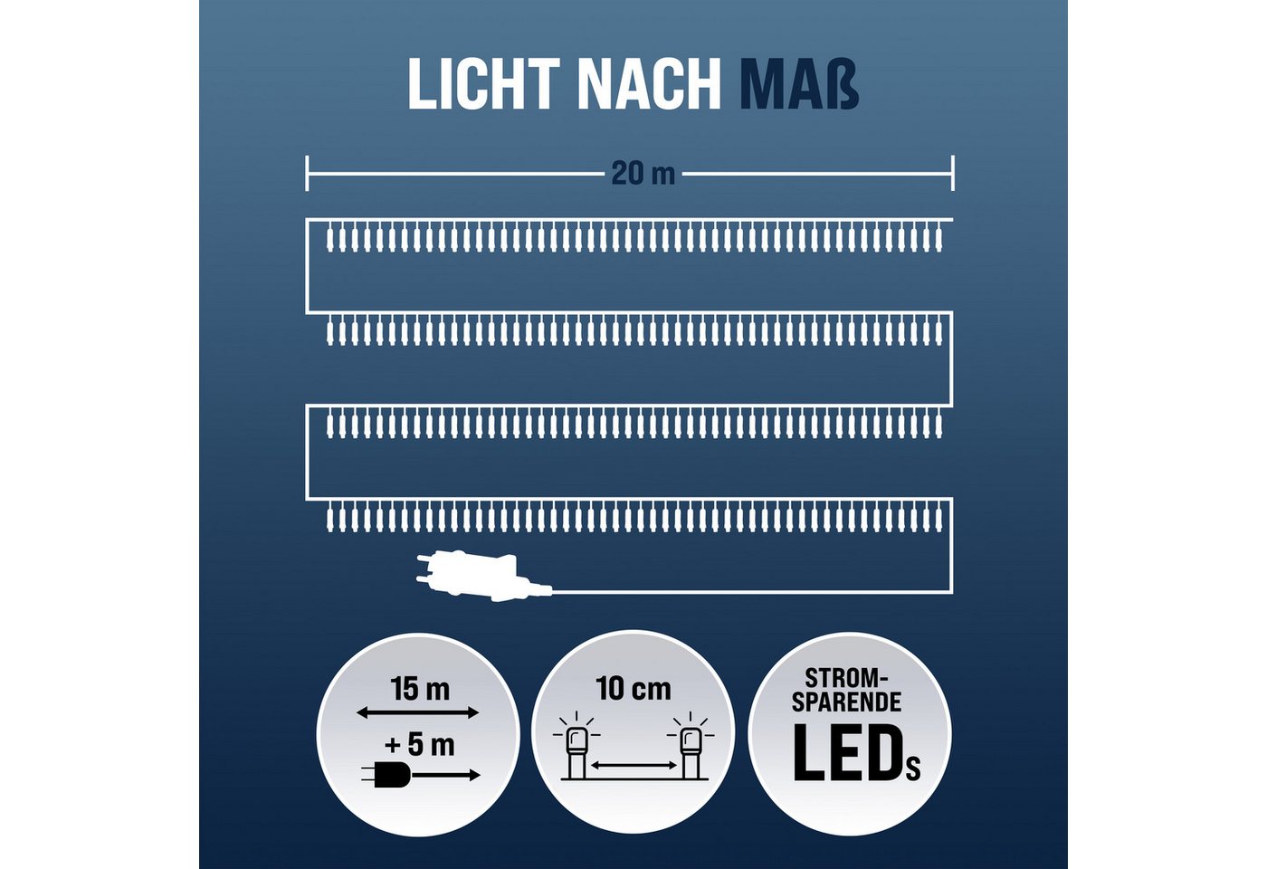 monzana Lichterkette, 200/400/600 LEDs warmweiß/kaltweiß/bunt Weihnachtsbaum – Bild 2 von 5