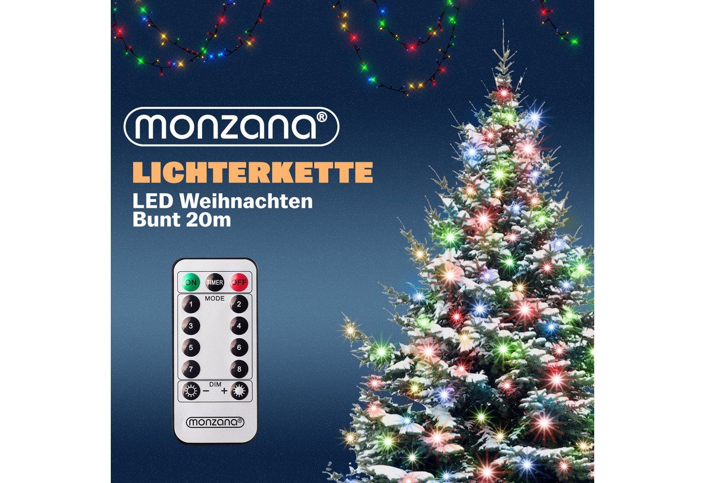 monzana Lichterkette, 200/400/600 LEDs warmweiß/kaltweiß/bunt Weihnachtsbaum – Bild 3 von 5