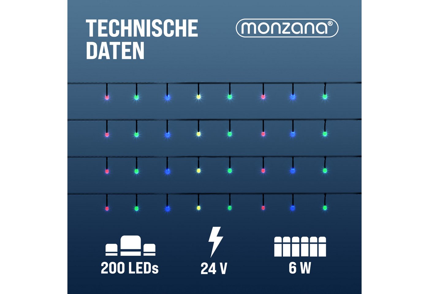 monzana Lichterkette, 200/400/600 LEDs warmweiß/kaltweiß/bunt Weihnachtsbaum – Bild 4 von 5