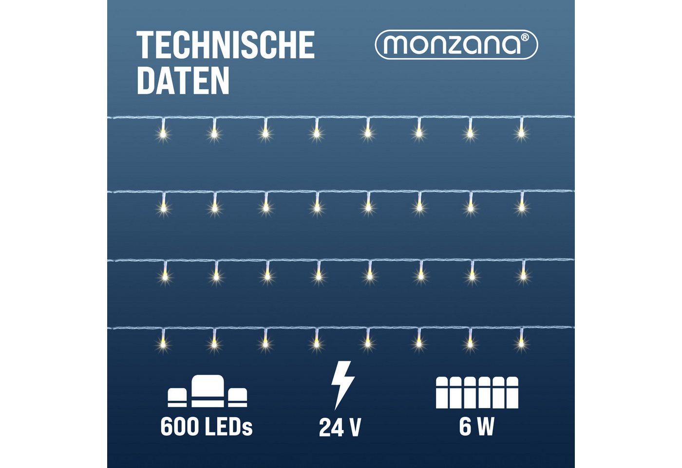 monzana Lichterkette, 200/400/600 LEDs warmweiß/kaltweiß/bunt Weihnachtsbaum – Bild 3 von 5