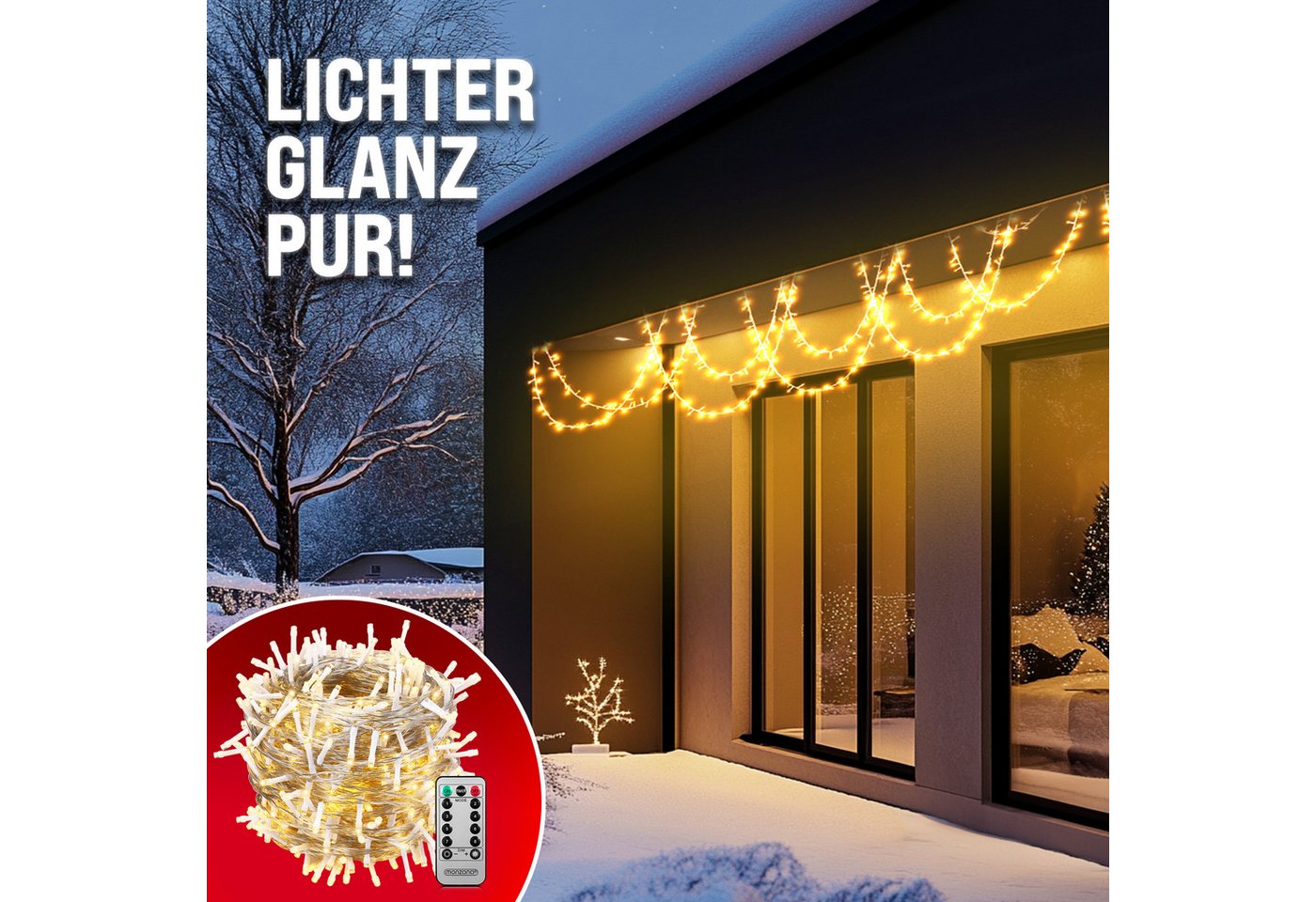 monzana Lichterkette, 200/400/600 LEDs warmweiß/kaltweiß/bunt Weihnachtsbaum – Bild 4 von 5