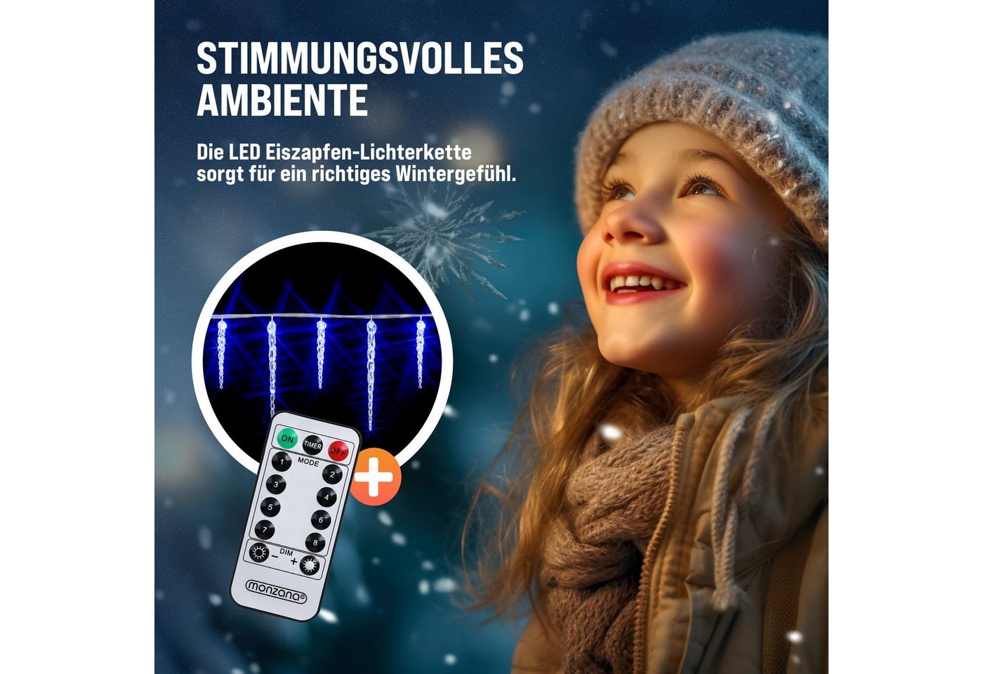 monzana Lichterkette, Eiszapfen Lichterkette 10,4m Fernbedienung 40 Zapfen – Bild 5 von 5