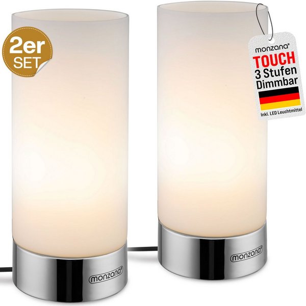 monzana Nachttischlampe 2er Set Golau, Nachttischlampe, 2er Set LED Touch Dimmbar Schlafzimmer Wohnzimmer Tischlampe Leuchte