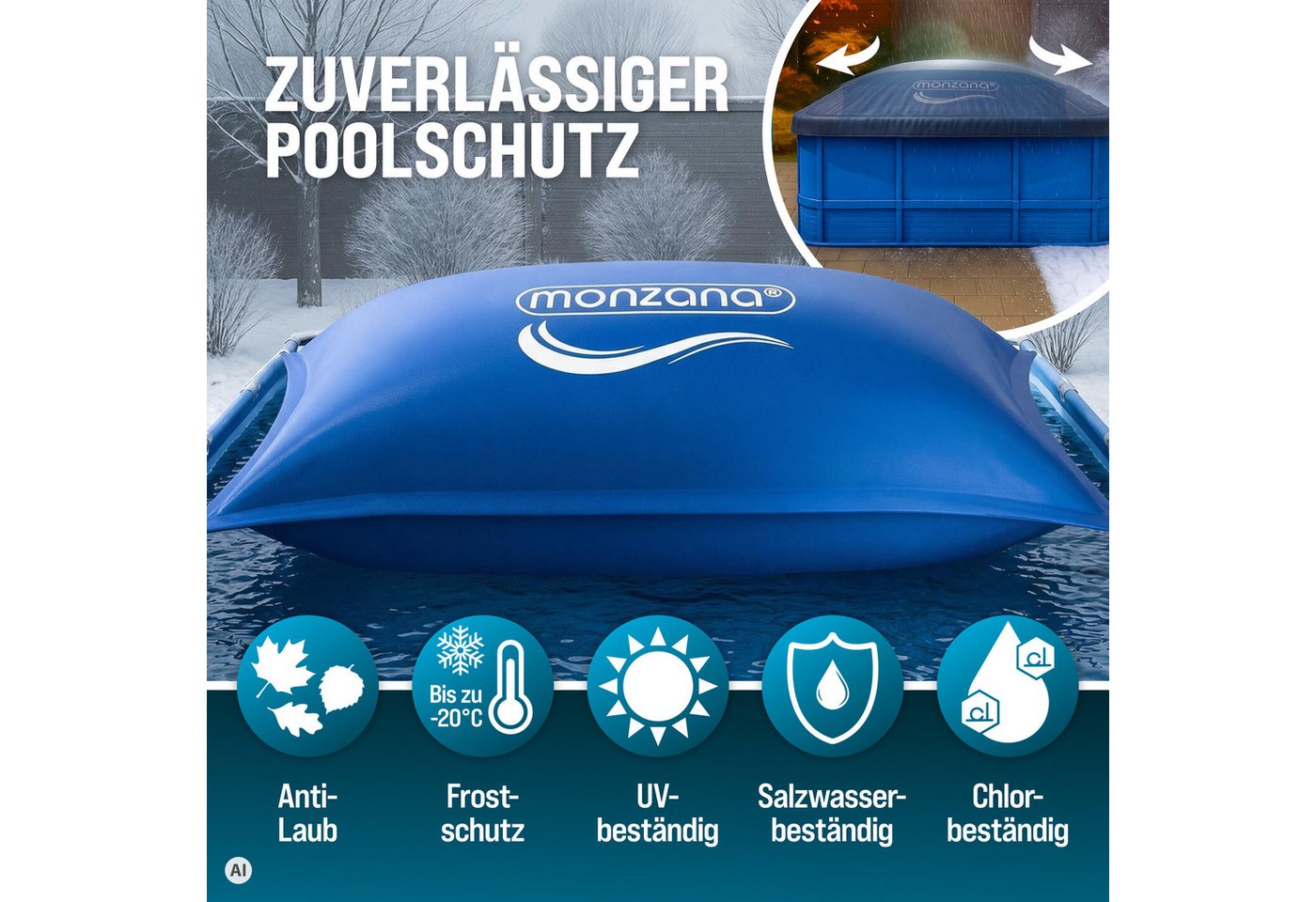 monzana Pool (1-tlg), XXXL 200x400cm Chlorbeständig Sicherheitsventil 4 Ösen Doppelnaht Pool – Bild 4 von 5