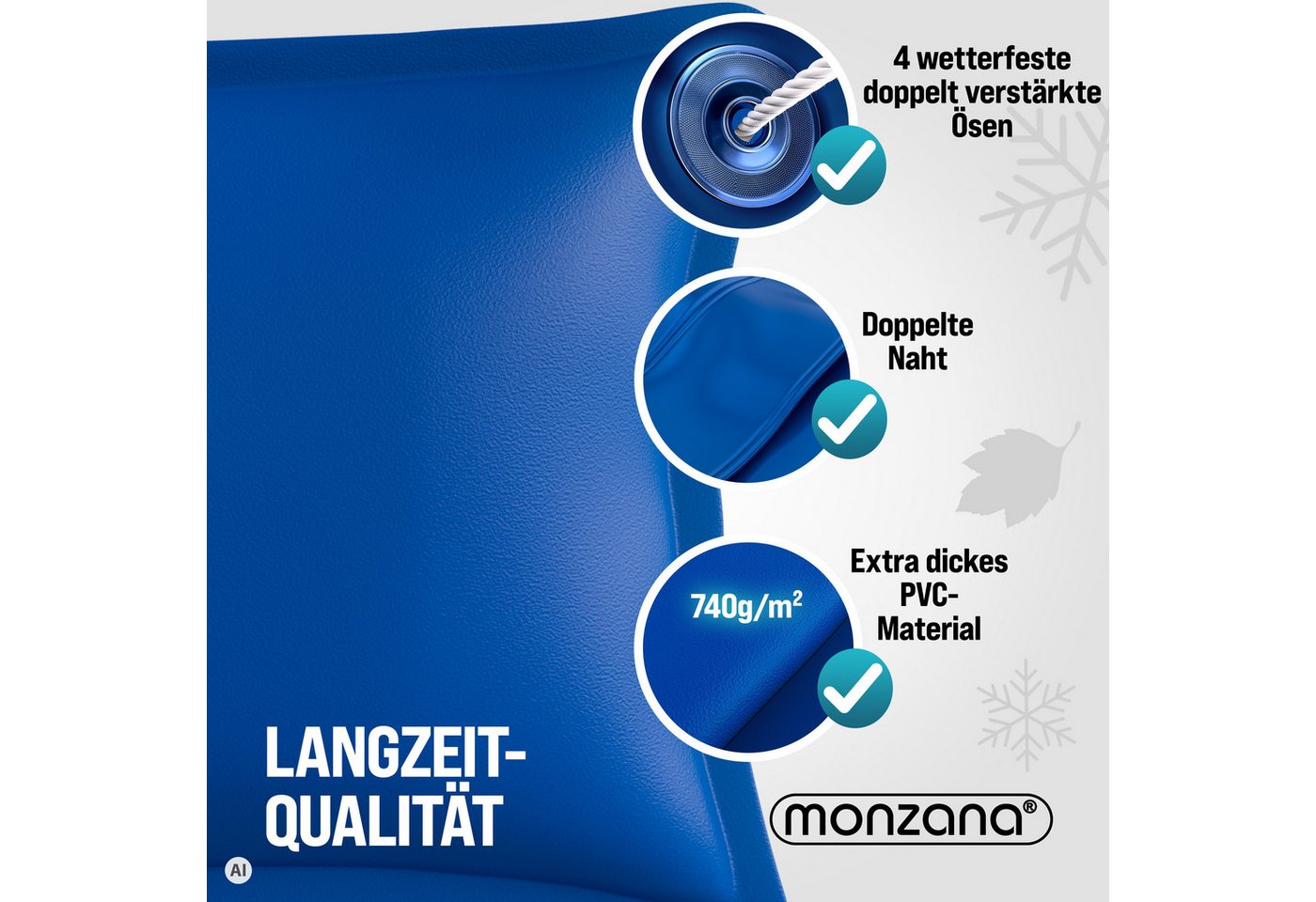 monzana Pool (1-tlg), XXXL 200x400cm Chlorbeständig Sicherheitsventil 4 Ösen Doppelnaht Pool – Bild 5 von 5