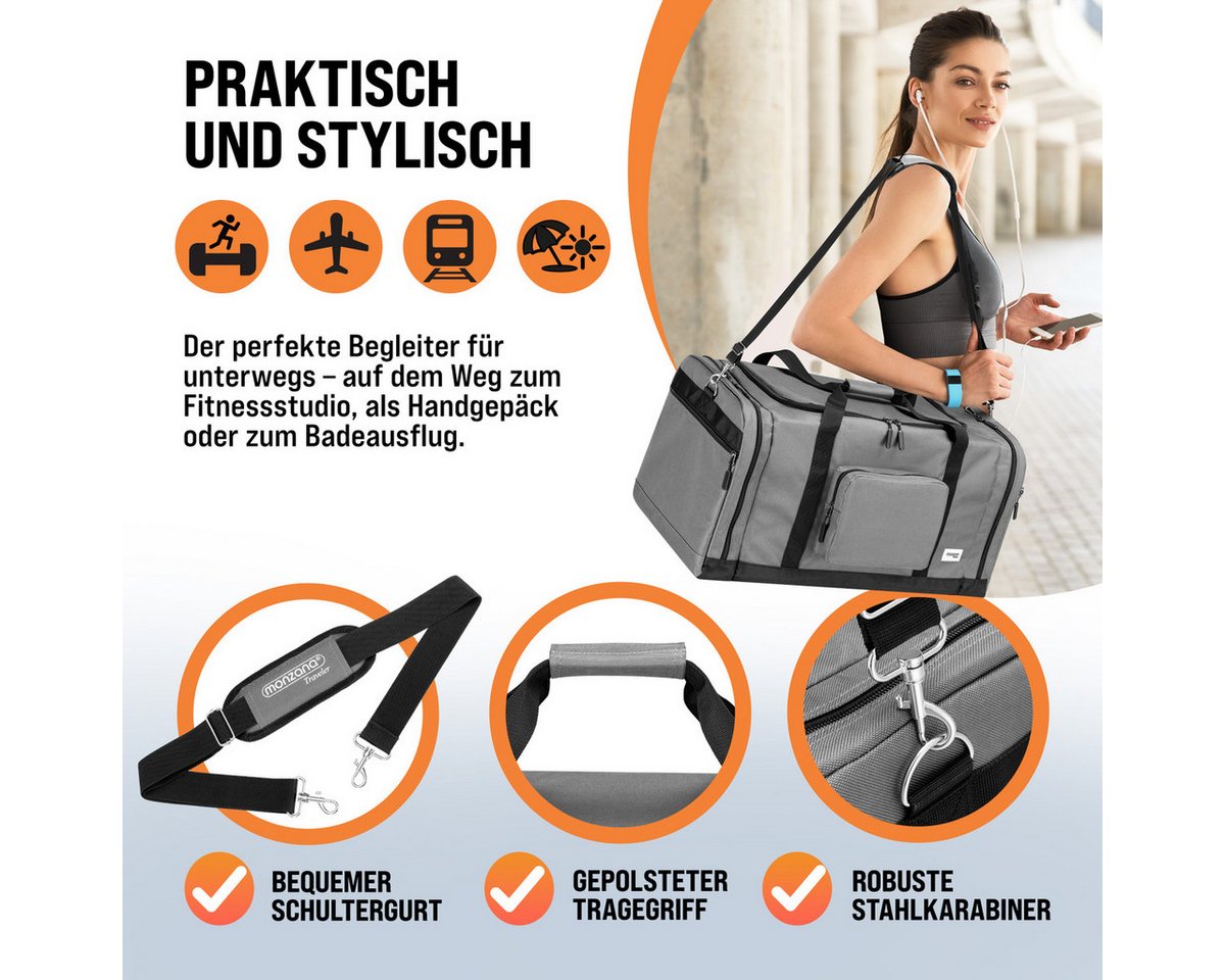 monzana Reisetasche, 90L 70x35x35cm Weekender Duffle Bag Sporttasche – Bild 5 von 5