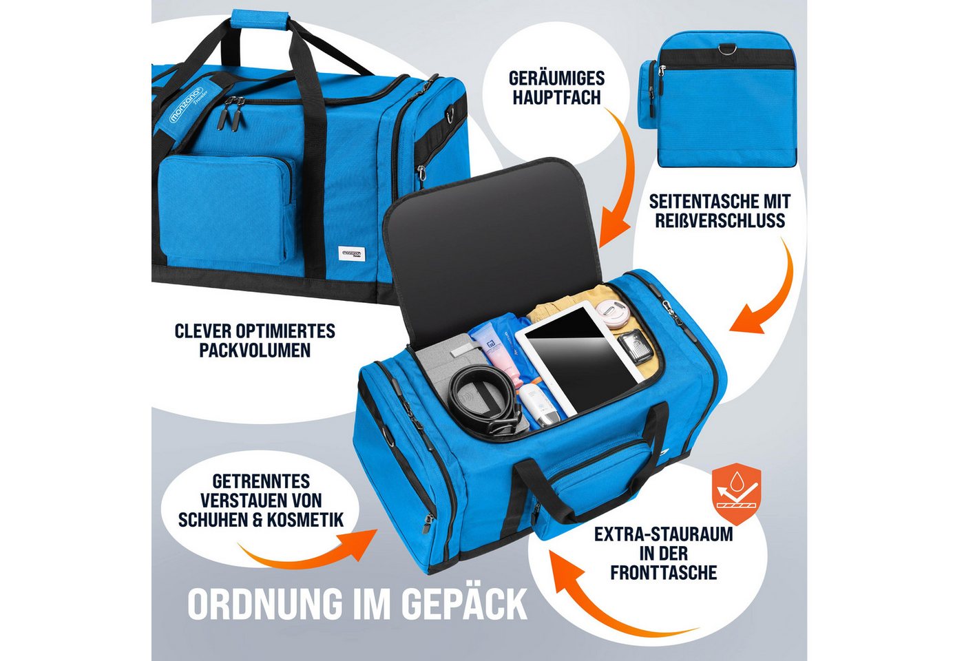 monzana Reisetasche, MONZANA® Reisetasche 90L 70x35x35cm Weekender Duffle Bag Sporttasche – Bild 4 von 5