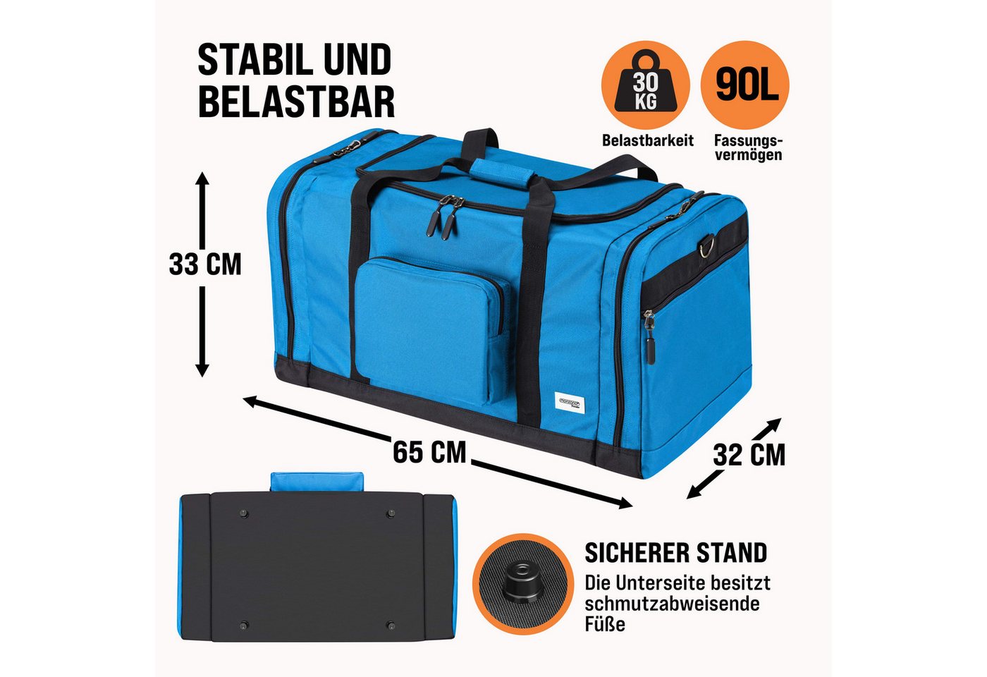 monzana Reisetasche, MONZANA® Reisetasche 90L 70x35x35cm Weekender Duffle Bag Sporttasche – Bild 5 von 5
