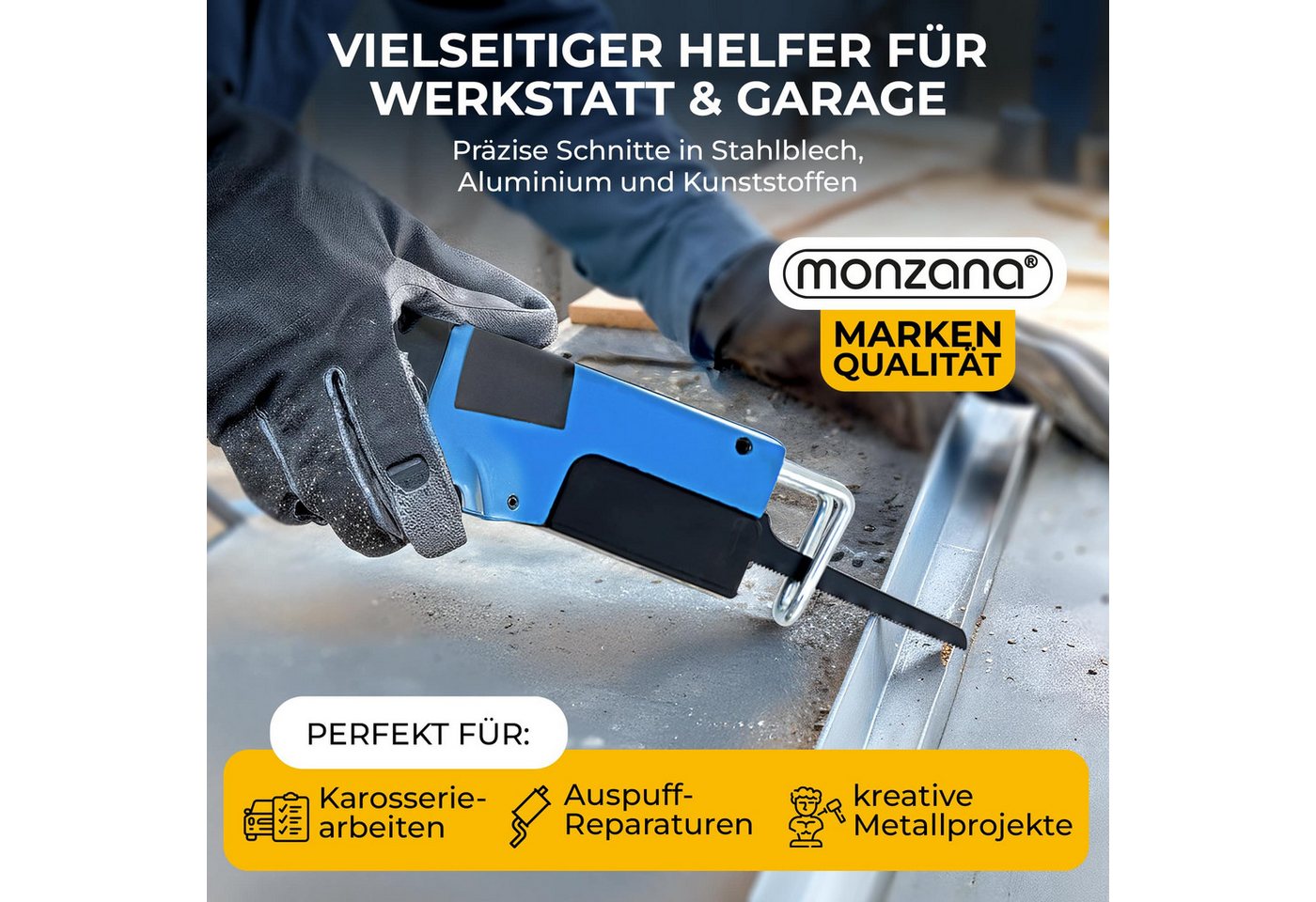 monzana Säbelsäge DBDL005, 6 Sägeblätter Blechsäge Druckluftsäge Karosseriesäge Stichsäge – Bild 2 von 5