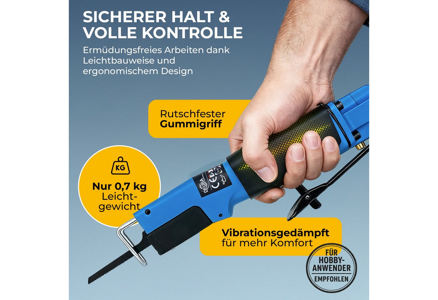 monzana Säbelsäge DBDL005, 6 Sägeblätter Blechsäge Druckluftsäge Karosseriesäge Stichsäge – Bild 4 von 5