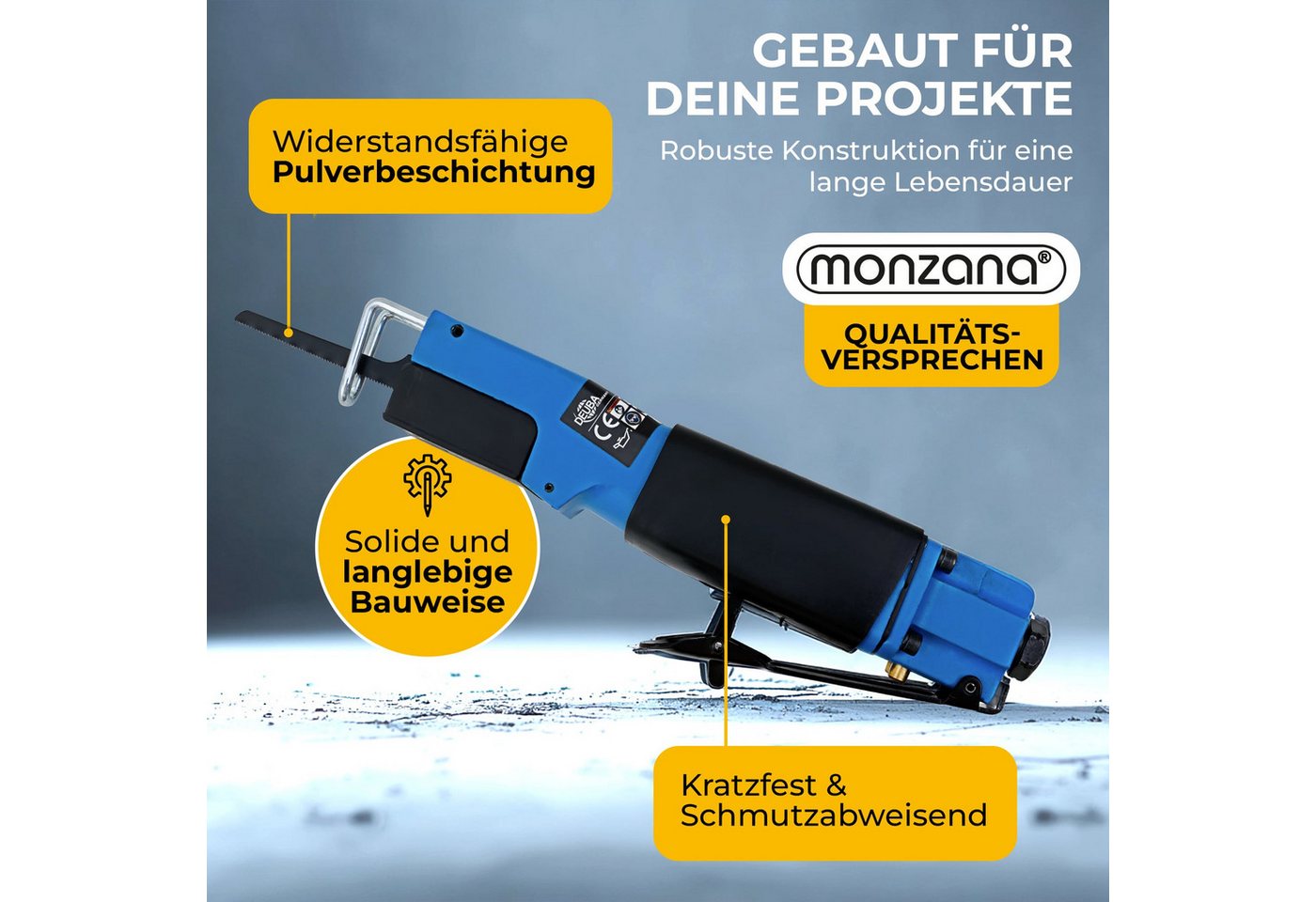 monzana Säbelsäge DBDL005, 6 Sägeblätter Blechsäge Druckluftsäge Karosseriesäge Stichsäge – Bild 5 von 5