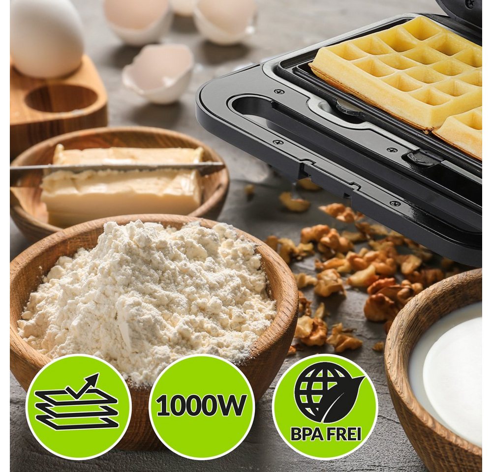 monzana Sandwichmaker, 1000 W, Antihaftbeschichtung Sicherheitsverschluss Panini Toaster – Bild 2 von 5