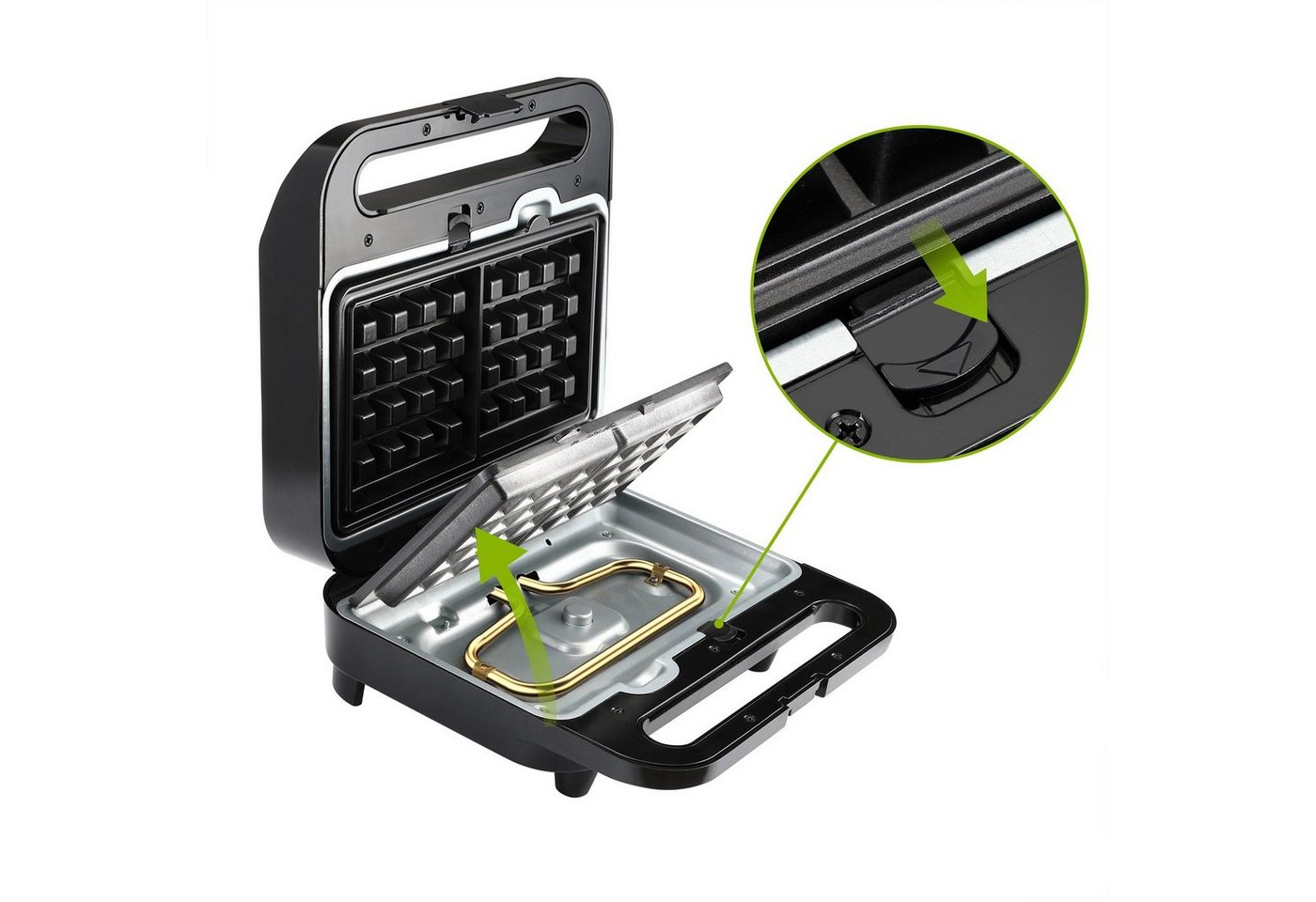 monzana Sandwichmaker, 1000 W, Antihaftbeschichtung Sicherheitsverschluss Panini Toaster – Bild 4 von 5