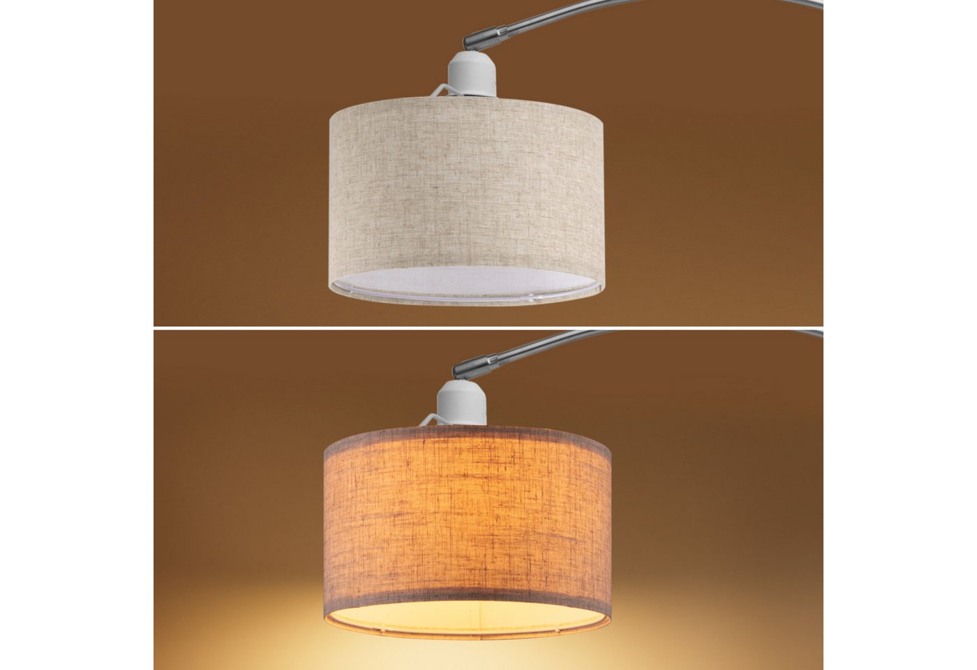 monzana Stehlampe, Bogenlampe, Stoffschirm Leinen Marmorfuß 150-175 cm Höhenverstellbar Schwenkbar – Bild 4 von 5