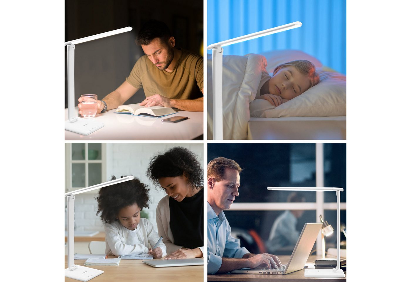monzana Tischleuchte Cataleya, Weiß, LED Schreibtischlampe Weiß 3 Farb- und 5 Helligkeitsstufen USB – Bild 2 von 5