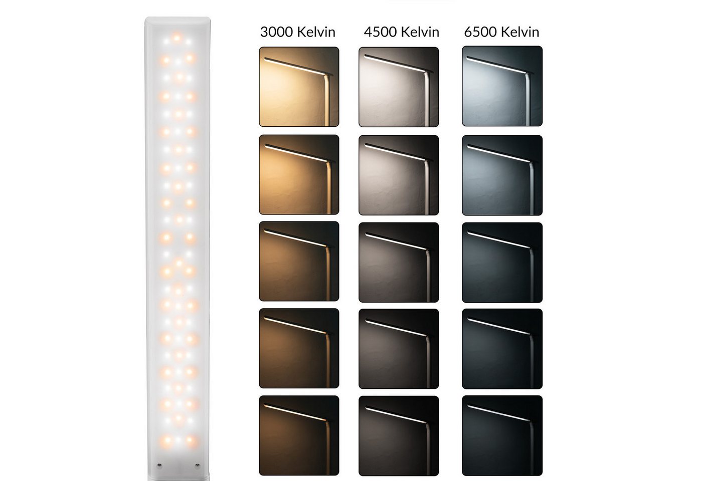 monzana Tischleuchte Cataleya, Weiß, LED Schreibtischlampe Weiß 3 Farb- und 5 Helligkeitsstufen USB – Bild 4 von 5