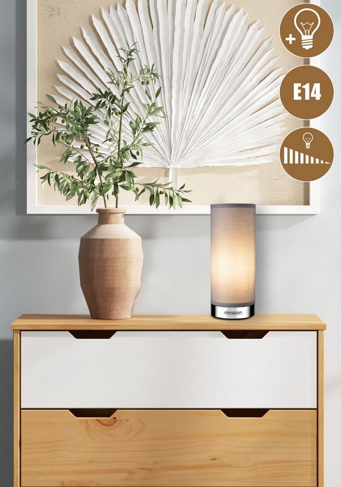 monzana Tischleuchte Jasmin, Jasmin - Grau, 2er Set LED Touch Dimmbar Schlafzimmer Wohnzimmer Nachttischlampe – Bild 2 von 5