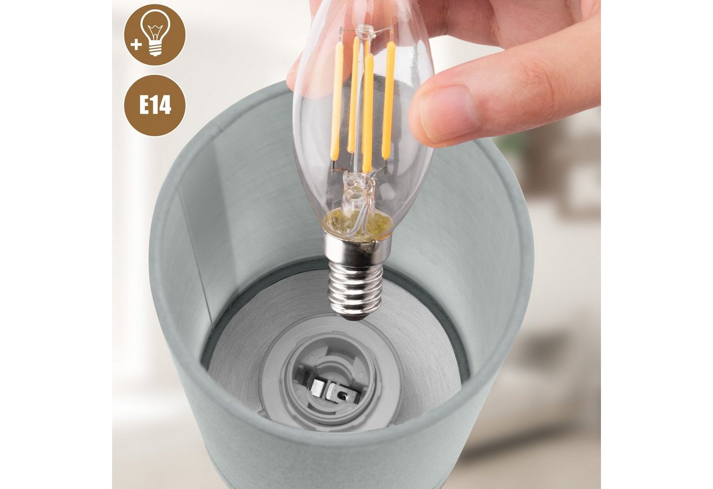 monzana Tischleuchte Jasmin, Jasmin - Grau, 2er Set LED Touch Dimmbar Schlafzimmer Wohnzimmer Nachttischlampe – Bild 5 von 5