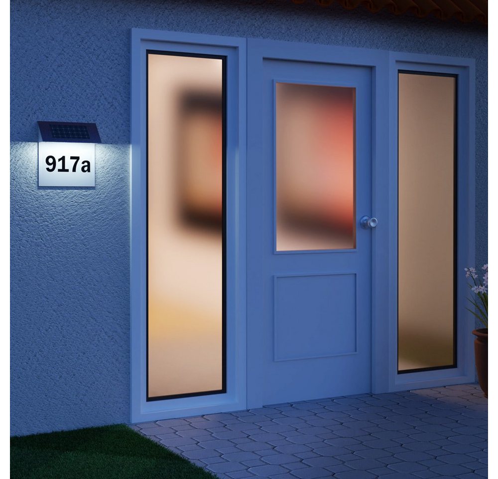 monzana Wandleuchte, Hausnummer beleuchtet Solar LED Edelstahl Beleuchtung Dämmerungssenor – Bild 2 von 5