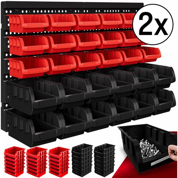 monzana Wandregal, Stapelboxen 64 tlg Box Starke Wandplatten Erweiterbar Werkstattregal