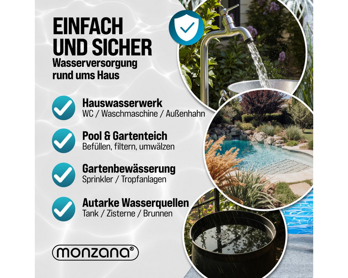 monzana Wasserpumpe, Druckschalter mit Kabel 10 Bar Gartenbewässerung Pumpensteuerung – Bild 5 von 5